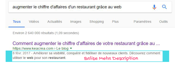Définition de la balise Meta Description