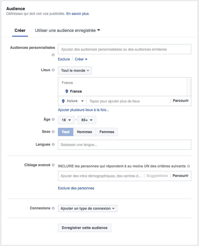 sélectionnez votre audience