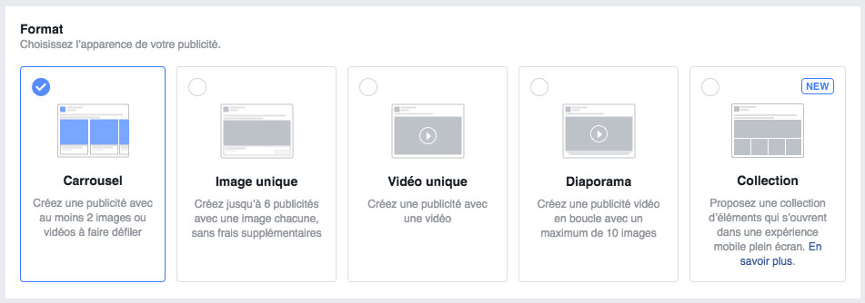 Choisissez un format publicitaire