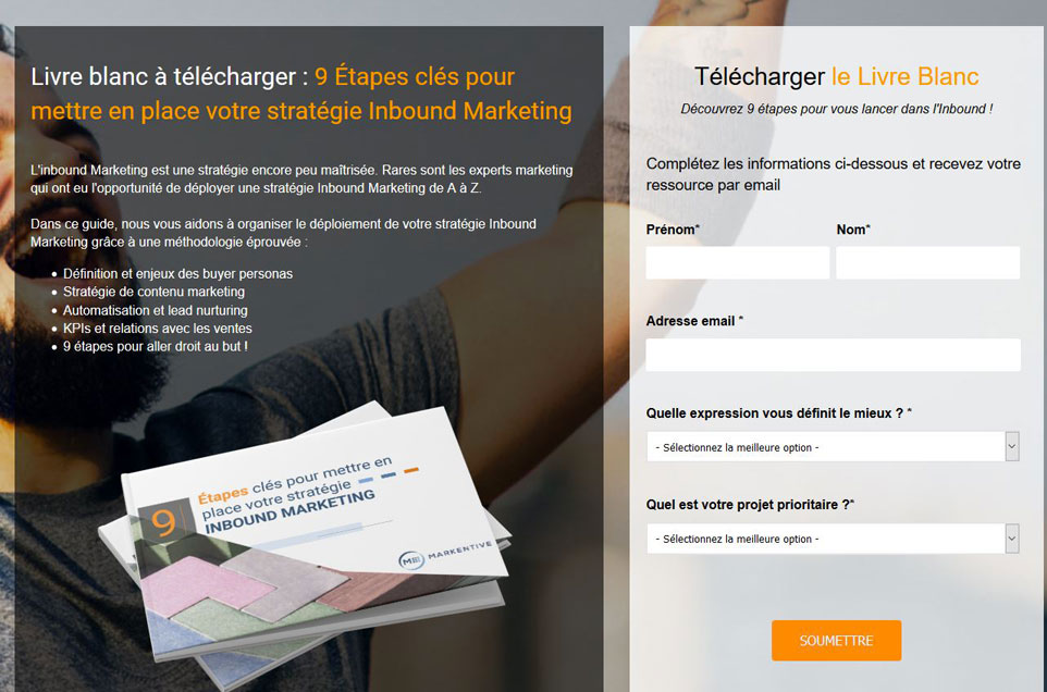 page de génération de leads