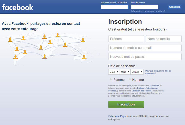 page d’inscription