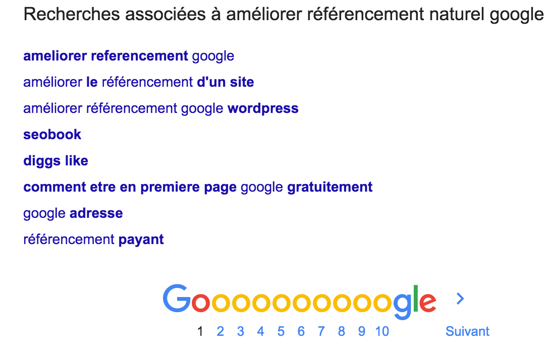 suggestions de recherche