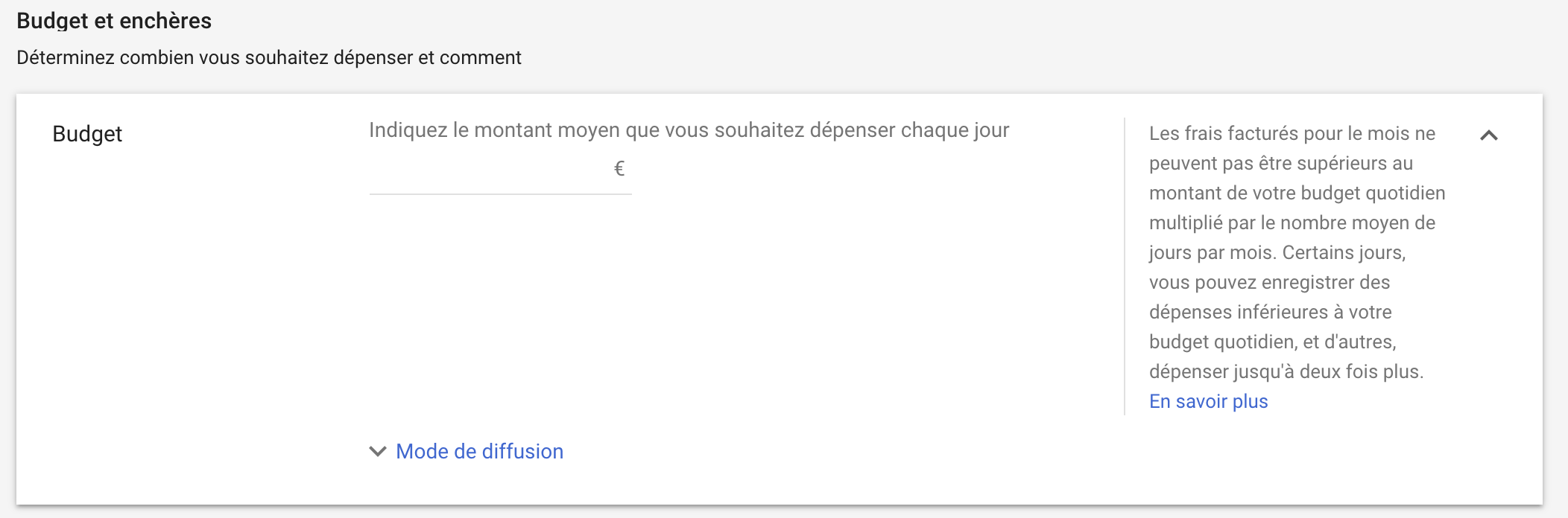 Définir son budget adwords