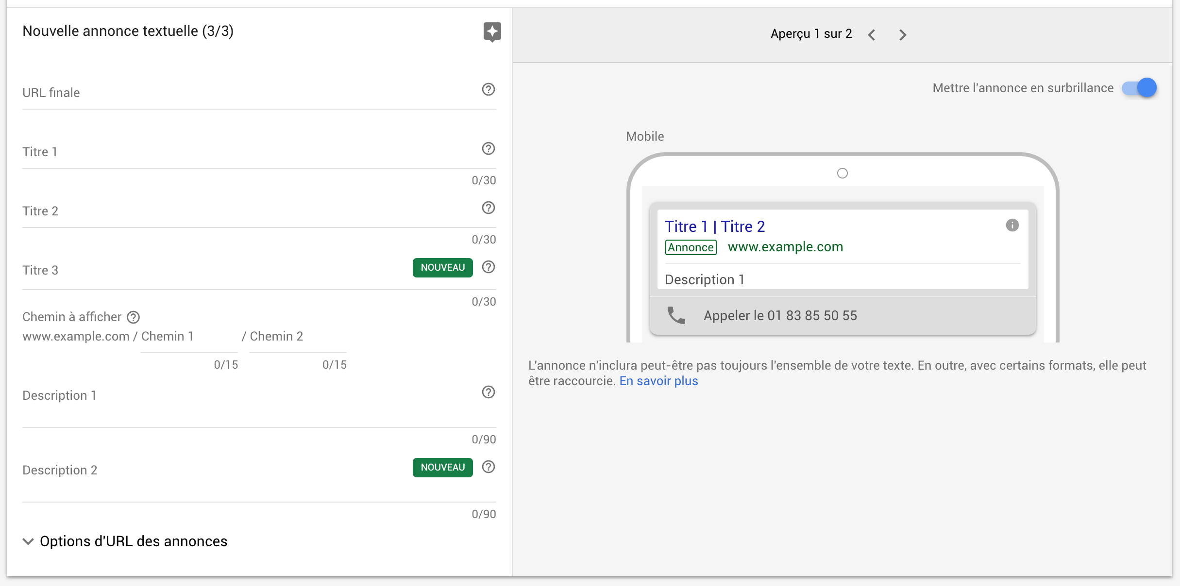 annonces adwords