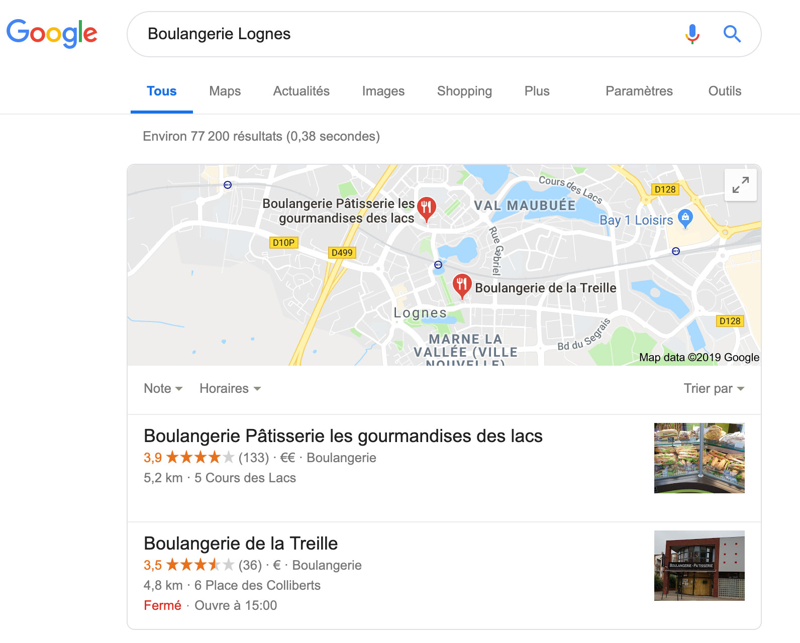 Exemple résultat SEO local